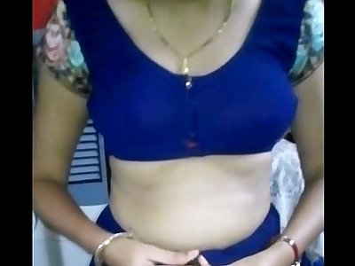 Desi scorching wife disrobing Blue Saree Full Bare - IndianHiddenCams.com